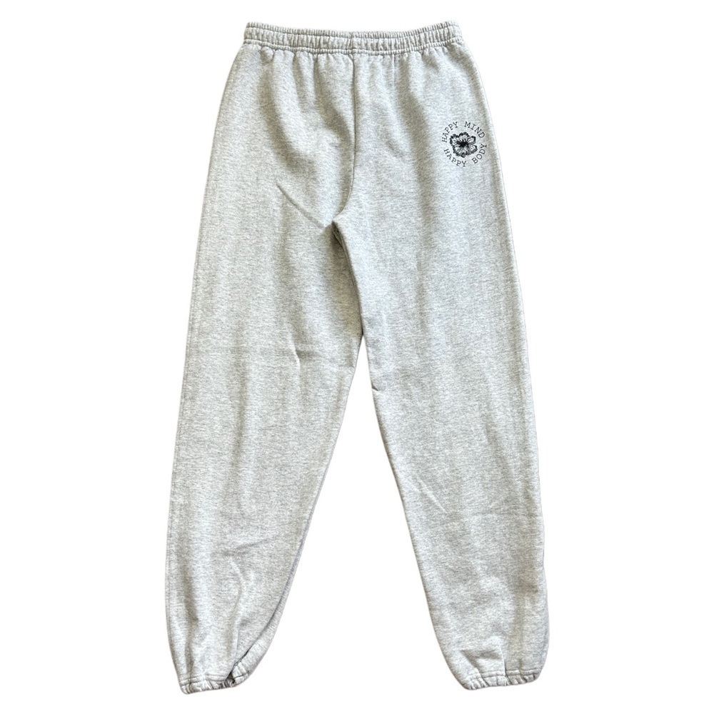 Gildan Happy Mind Happy Body Gray Jogger Sweatpants Size Medium